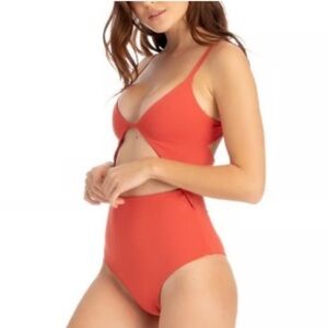 Anthropologie x Tavik Penelope One Piece Slinky Rib Washed Red, size large